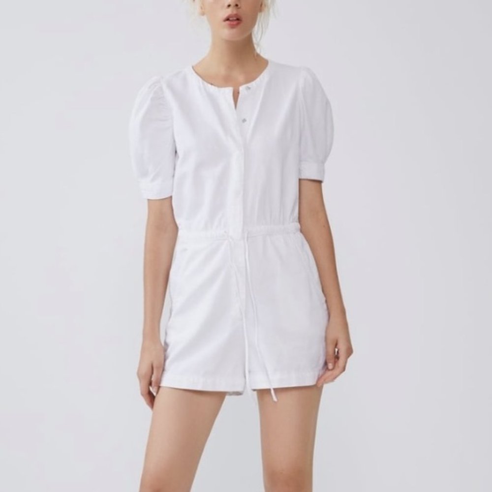 Zara White Denim Romper